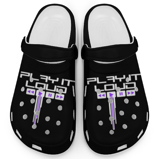Play it Loud Button Graffiti Drop Club Music Party Clogs