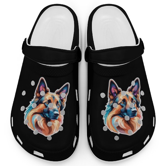 Belgian Shepherd Watercolor Clogs