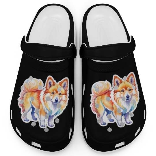 Icelandic Sheepdog Watercolor Clogs