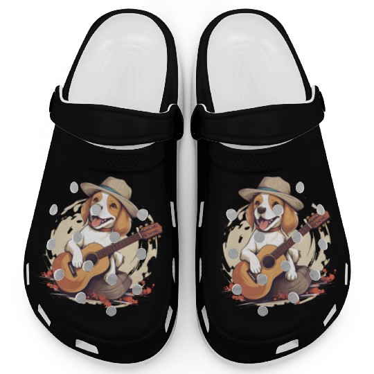 Beagle Playing a Guitar Cute and Happy Clogs