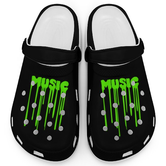 Music Quote Party Green Slime Graffiti Spray Clogs