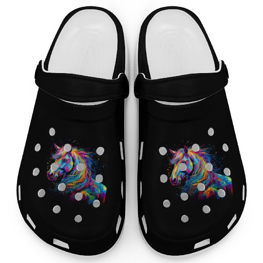Color burst horse Clogs