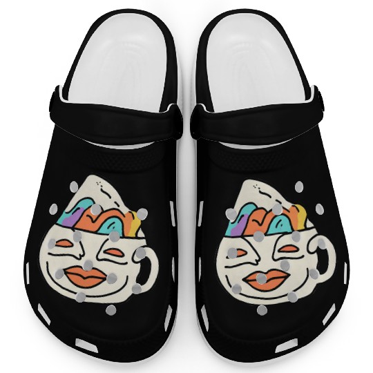 Abstract Fusion: Mug & Face Artistry Clogs