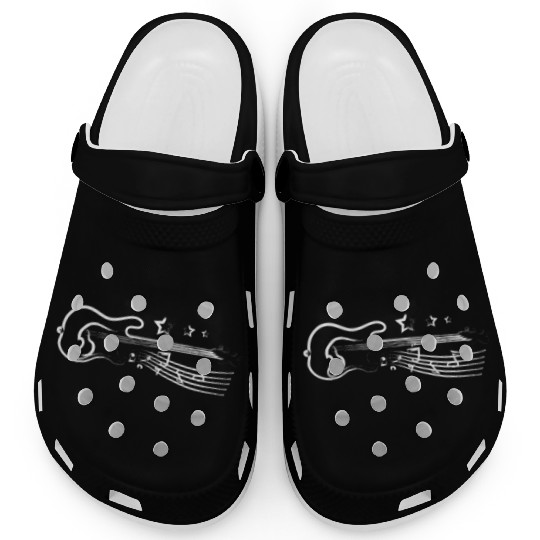 Drawn line art bass guitar Clogs