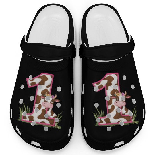Boy 1st Birthday Cow Number 1 Clogs