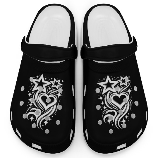 Tattoo Composition Of Hearts And Stars Clogs