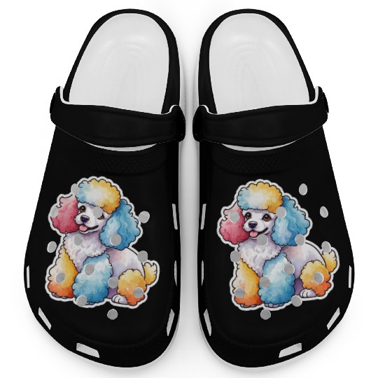 Poodle Watercolor Clogs