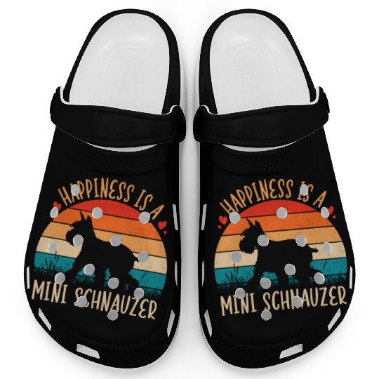 Happiness Is A Mini Schnauzer Retro Vintage Clogs