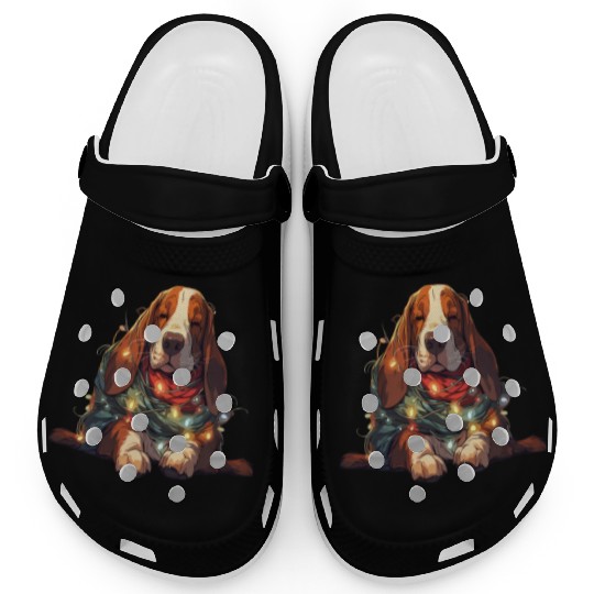 Funny Basset Hound Dog Christmas Tree Lights Xmas Clogs