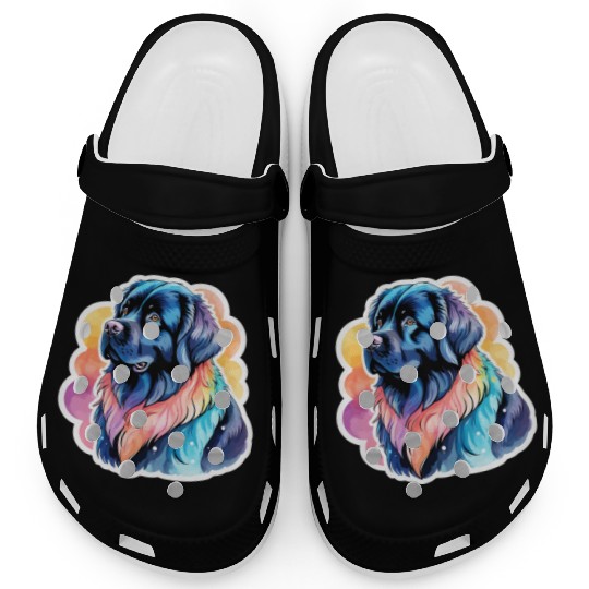 Newfoundland Dog Watercolor Clogs