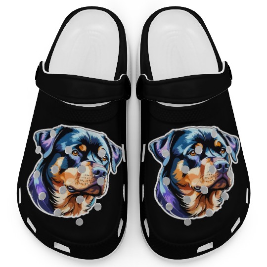 Rottweiler Watercolor Clogs