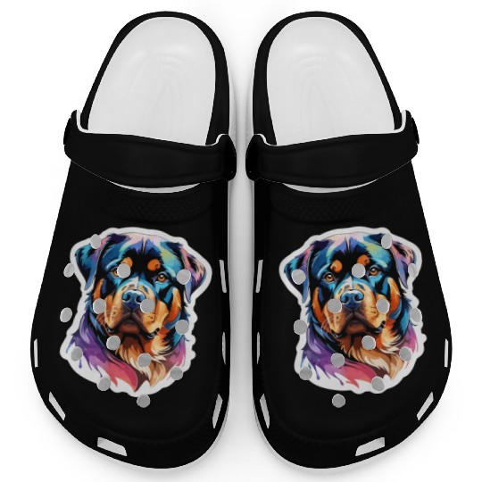 Rottweiler Watercolor Clogs