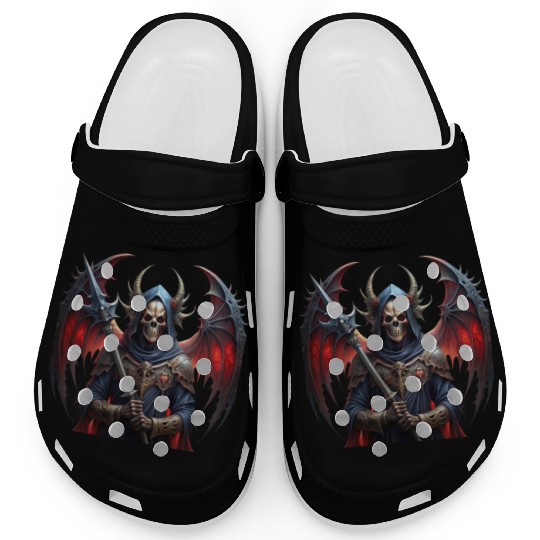 Mysterious skull with giant vampire wings Clogs