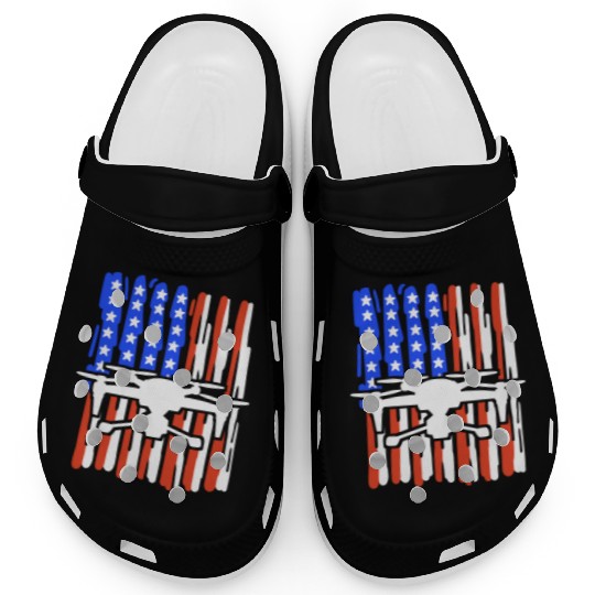 Drone American Flag Quadcopter Clogs