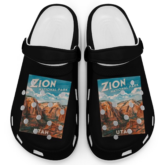 Vintage Travel Zion National Park Utah Landscape Clogs