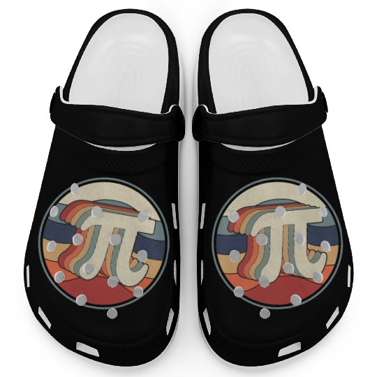 Vintage Pi Day Math 70s 80s Retro Pi Symbol Clogs
