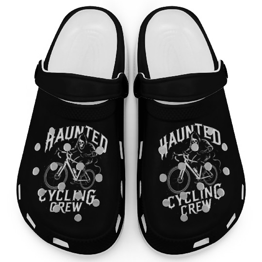 Haunted Cycling Crew: Ghostly Rider Design Clogs