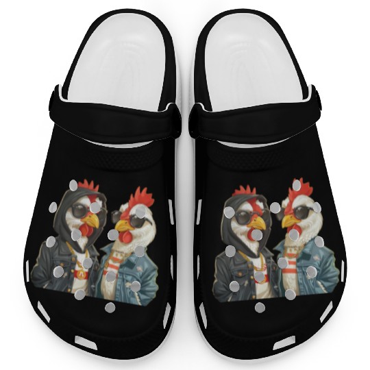 Chickens dressed in stylish streetwear Clogs