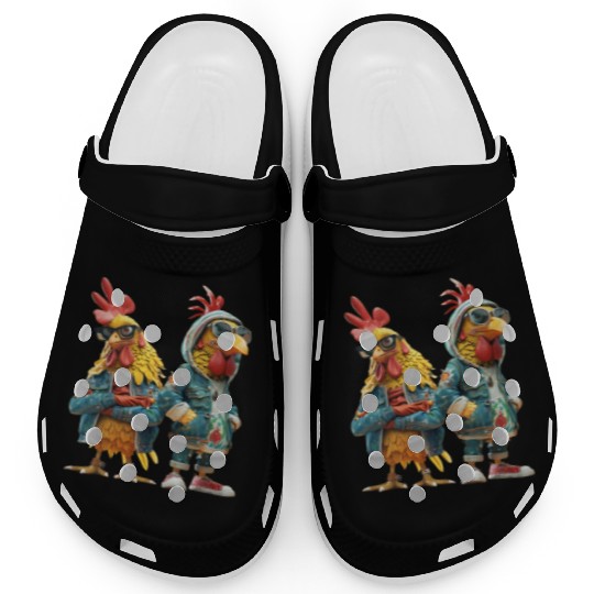 Chickens looking cool in trendy Clogs