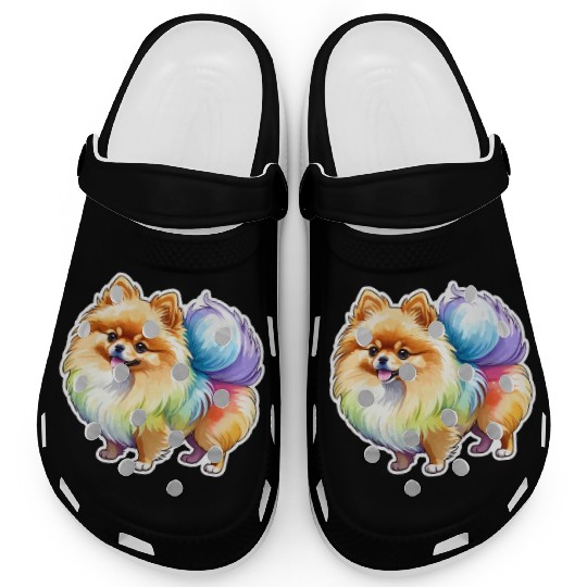 Pomeranian Watercolor Clogs