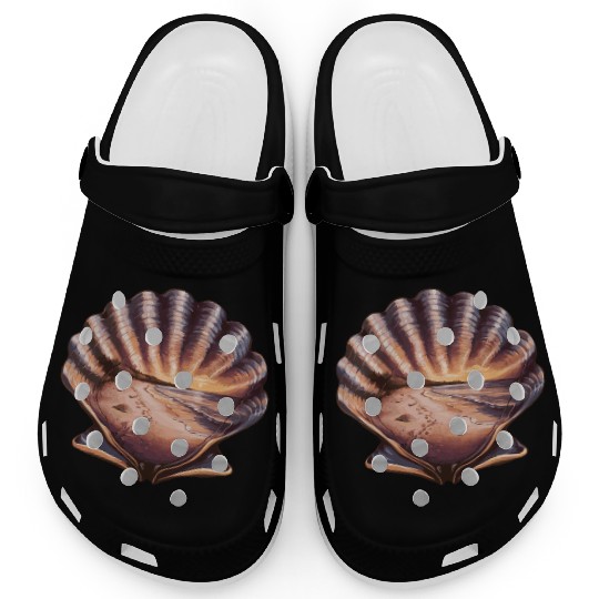 Seashell Beach Scene Serene Ocean Landscape Clogs