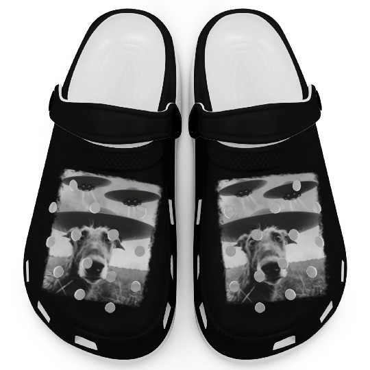 Irish Wolfhound Dog UFO Alien Extraterrestrial Sel Clogs