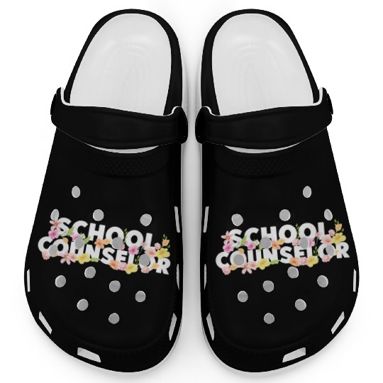 School Counselor Flower Floral Clogs
