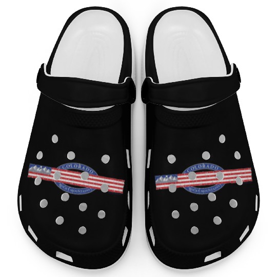Colorado Mountain and USA Flag Grey Clogs