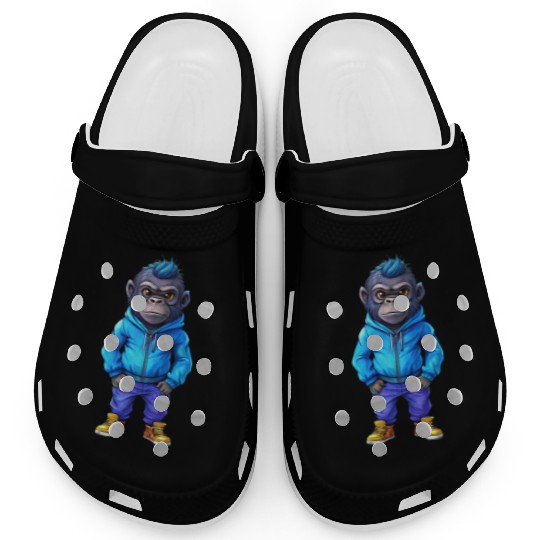 Illustration of a hip-hop chibi gorilla. Clogs