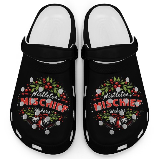 Mistletoe Mischief Makers Funny Matching Christmas Clogs