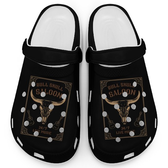 Country Music Western Bull Skull Saloon Clogs