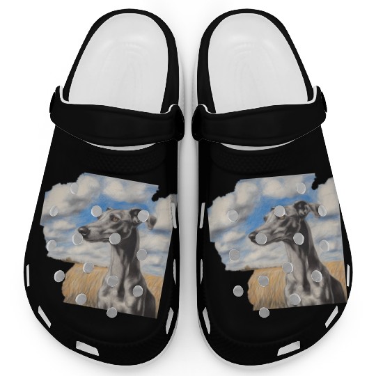 Greyhound Field Nature Whippet Watercolor Galgo Clogs