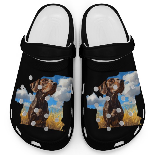 German Shorthaired Pointer Watercolor Picture Clogs