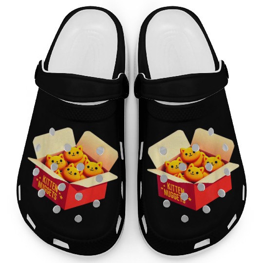 Kitten Nuggets Food Pun Cat Lover Gift Chicken Nug Clogs