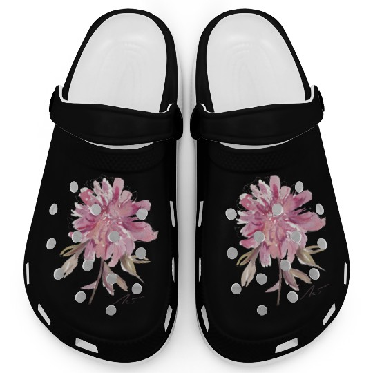 Peony loose watercolor hand-painted Clogs