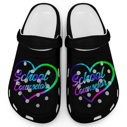 School Counselor Heart Watercolor Clogs