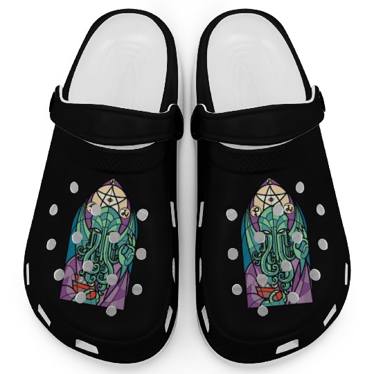 Cthulhu Church Stained Glass Cosmic Horror Funny Clogs
