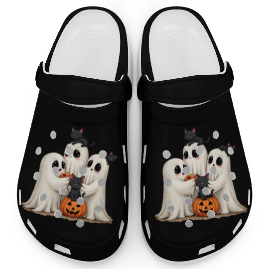 Halloween Ghost Cats Clogs