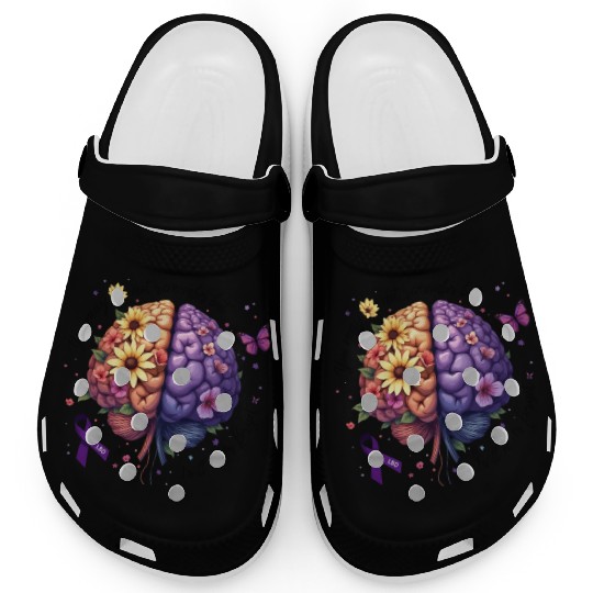 Human Brain Mental Health Illness Awareness Clogs