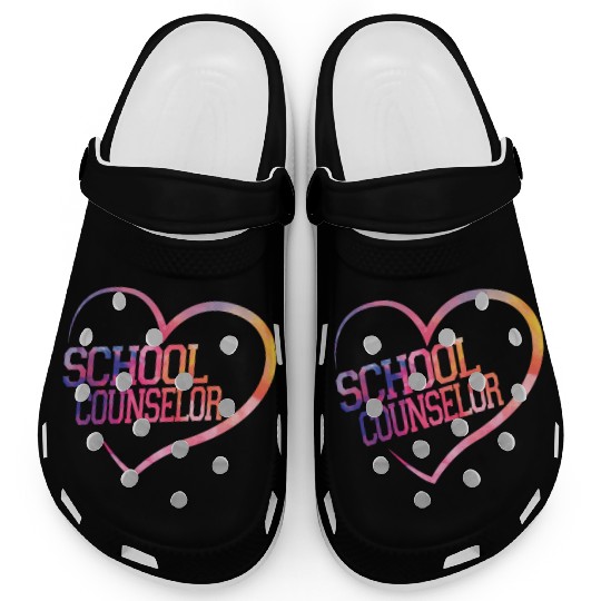 School Counselor Heart Watercolor Clogs