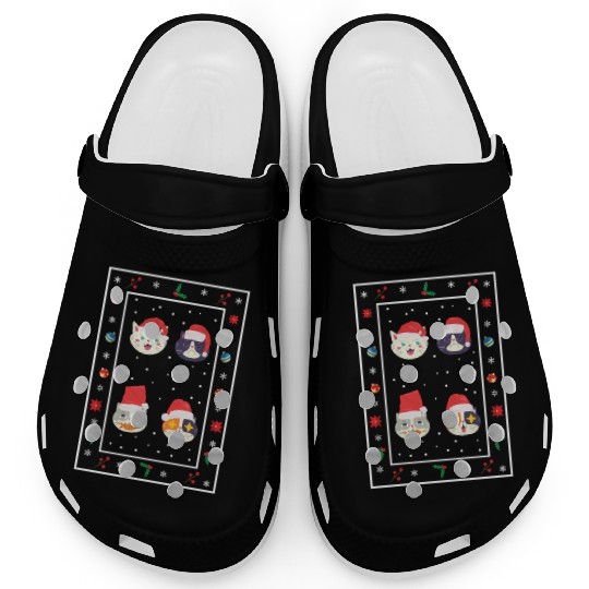 Cats Ugly Christmas Clogs Sweater Cat Snowflakes