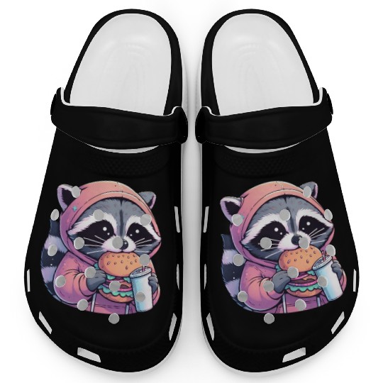 Trash Panda - Raccoon eating fast food Clogs
