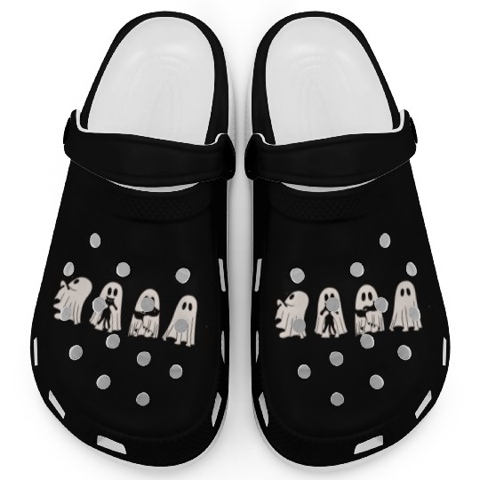 Funny Ghost Black Cat Spooky Season Trick Or Treat Clogs