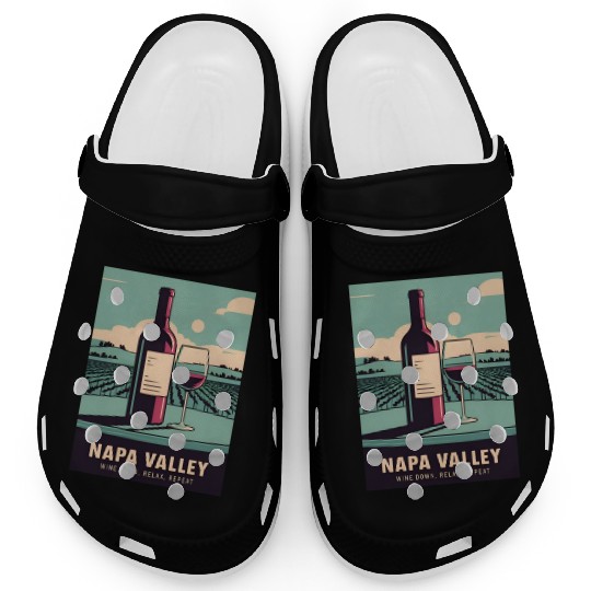 Funny Vintage Travel Napa Valley Wine Humor Clogs