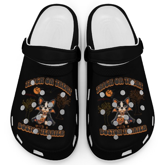 Trick or Treat with a Boston Terrier Halloween Clogs