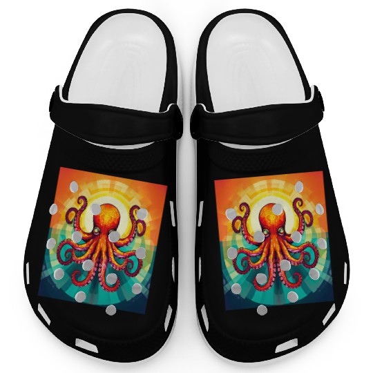 Octopus Vibrant Geometric Deco Style Clogs