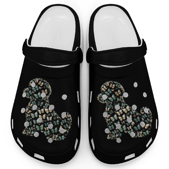 Nature's Harmony: Dog Silhouette of Butterflies Clogs