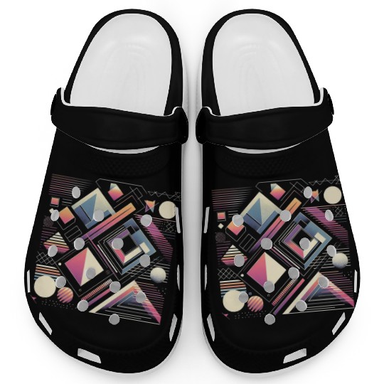 Retro Geometric Shapes 80s 90s Style 3 Clogs