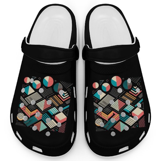 Retro Geometric Shapes 80s 90s Style 1 Clogs