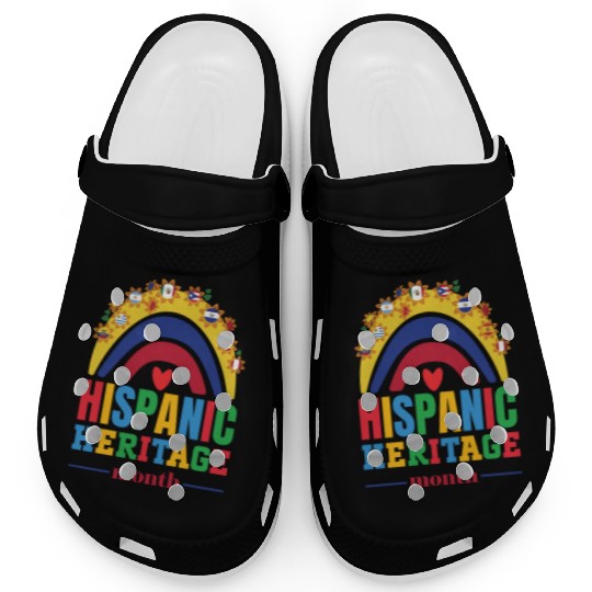 Hispanic heritage month flags colorful rainbow col Clogs